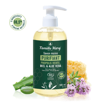 Savon liquide purifiant propolis verte, miel et aloe vera - 050432 - Famille Mary - Corps