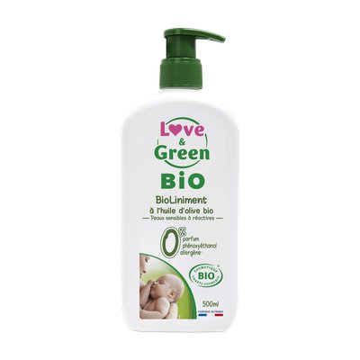 BioLiniment à l'huile d'olive Bio pour bébé - Love & Green - Santé - Hygiène - Bébé / Enfants - Corps