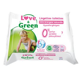 Lingettes Toilettes pour bébé - Biodégradable & compostable - Love & Green - Santé - Hygiène - Bébé / Enfants