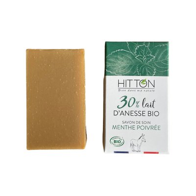 Savon 30% lait d'ânesse bio - Menthe poivrée - Hitton Bien Dans Ma Nature - Hygiène