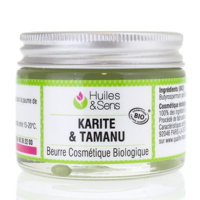 Beurre de Karité & Tamanu Bio - Huiles & Sens - Massage et détente - Ingrédients diy - Corps