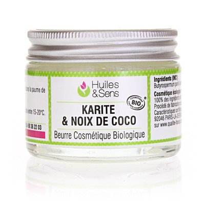 Beurre de Karité & Noix de Coco Bio - Huiles & Sens - Visage - Ingrédients diy - Corps