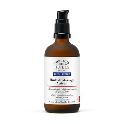 Huile de Massage Active + - Régénératrice, Raffermissante, Dynamisante - Green Expert - Comptoir des Huiles - Massage et détente - Corps