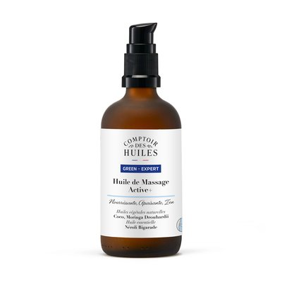 Huile de Massage Active + - Nourrissante, Apaisante, Zen - Green Expert - Comptoir des Huiles - Massage et détente - Corps