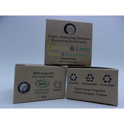 Shampoing Solide Équilibrant - Citron & Citron Vert - Cheveux normaux et tous types - Earth Sense Organics - Cheveux