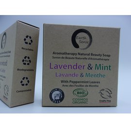 Savon Solide - Lavande & Menthe avec Feuilles de Menthe - Earth Sense Organics - Hygiène