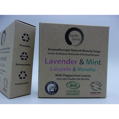Solid Soap - Lavender & Mint with Shredded Mint Leaves - Earth Sense Organics - Hygiene