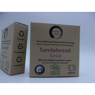 Solid Soap - Sandalwood with Shredded Comfrey Leaves - Earth Sense Organics - Hygiene