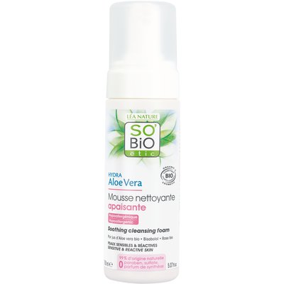 Mousse nettoyante apaisante, peaux sensibles et réactives - Hydra Aloe Vera - So'bio étic - Visage