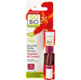 Baume huile à lèvres, nutrition et couleur - 02 prune soyeuse - So'bio étic - Maquillage