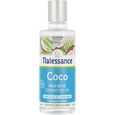 Coconut dry oil - Certified Organic - Natessance - Face - Hair - Body