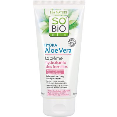 24h Moisturizing family cream, hypoallergenic, sensitive & reactive skin - Hydra Aloe Vera - So'bio étic - Face - Baby / Children - Body