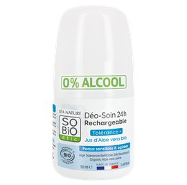 Déo-Soin 24h Rechargeable - Tolérance+ - Jus d'Aloe vera bio - Peaux sensibles & épilées - So'bio étic - Hygiène