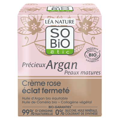 Crème rose éclat fermeté - Précieux Argan Peaux Matures - So'bio étic - Visage