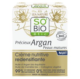 Crème nutritive redensifiante NUIT - Précieux Argan Peaux Matures - So'bio étic - Visage