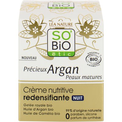 Crème nutritive redensifiante nuit - Précieux Argan Peaux Matures - So'bio étic - Visage