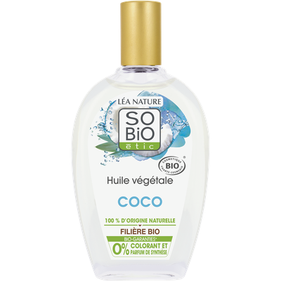 Huile végétale coco - So'bio étic - Visage - Cheveux - Massage et détente - Ingrédients diy - Corps