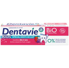 Dentifrice Kids - Dès 2 ans - arôme naturel fruits rouges - Dentavie - Hygiène