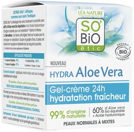 Gel-crème 24h hydratation fraîcheur - Hydra Aloe Vera - So'bio étic - Visage