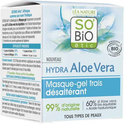 Masque-gel frais désaltérant - Hydra Aloe Vera - So'bio étic - Visage