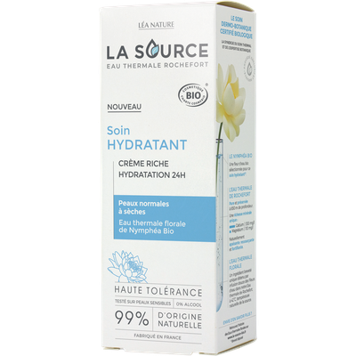 24h hydrating rich cream - hydrating care - La Source - Eau Thermale Rochefort - Face