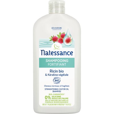 Shampooing fortifiant - ricin bio & kératine végétale - Natessance - Cheveux