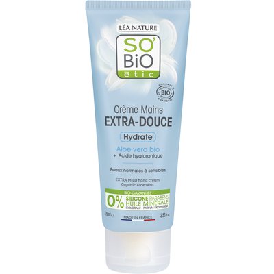 Crème mains Extra-Douce - Hydrate - Aloe vera bio + Acide hyaluronique - So'bio étic - Corps