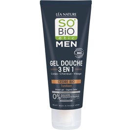Gel Douche 3 en 1 Men - Cèdre Bio tonifiant - So'bio étic - Hygiène
