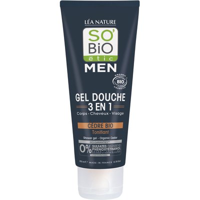 Gel Douche 3 en 1 Men - Cèdre Bio tonifiant - So'bio étic - Hygiène