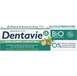 Dentifrice soin homéo-compatible - Verveine et citron - Dentavie - Hygiène