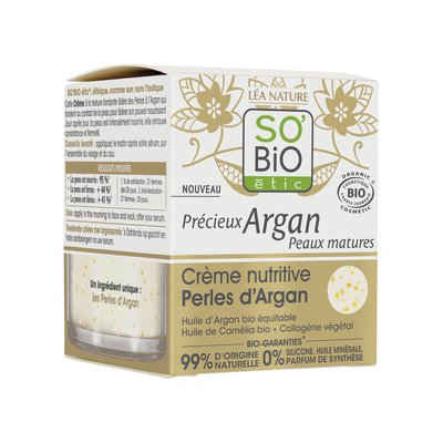 Crème nutritive Perles d'Argan - Précieux Argan Peaux Matures - So'bio étic - Visage