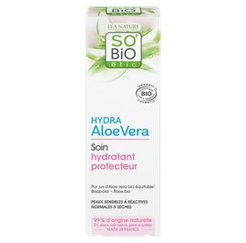 Soin hydratant protecteur, peaux sensibles à réactives - Hydra Aloe Vera - So'bio étic - Visage