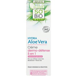 Crème dermo-défense 5 en 1 hypoallergénique, peaux sensibles et réactives - Hydra Aloe Vera - So'bio étic - Visage