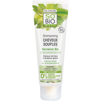 Shampooing cheveux souples - Verveine bio + huile essentielle de citron - So'bio étic - Cheveux