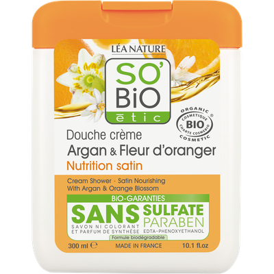 Douche crème argan et fleur d'oranger - Nutrition satin - So'bio étic - Hygiène