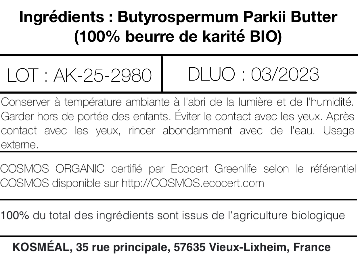 Beurre de karité brut - Kamelya Aromacosmétique - Cosmétiques