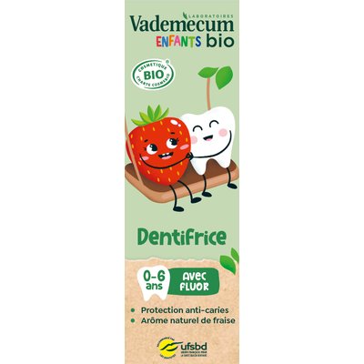 Vademecum Bio Enfant Fraise avec flourid 1-6 ans - Vademecum Bio - Hygiène