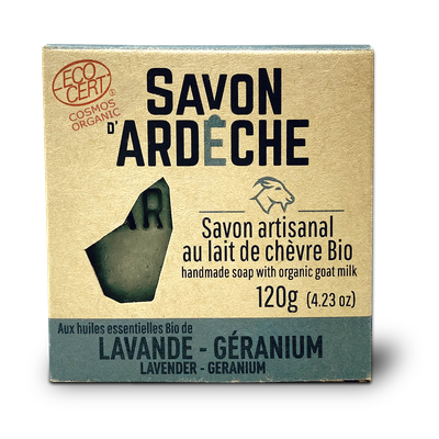 Savon au lait de chèvre - aux huiles essentielles de Lavande & Géranium - SAVON d'ARDECHE - Hygiène