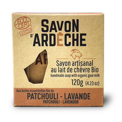 Savon au lait de chèvre - aux huiles essentielles de Patchouli & Lavande - SAVON d'ARDECHE - Hygiène