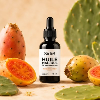 Organic Prickly Pear Seed Oil: 100% pure, cold-pressed oil, ideal for nourishing, protecting, and preserving the beauty of mature skin. - Sidi B Cosmétique - Face