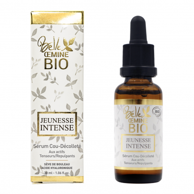 JEUNESSE INTENSE Sérum Cou et Buste Actifs tenseurs / repulpant - BELLE OEMINE BIO - Santé - Visage