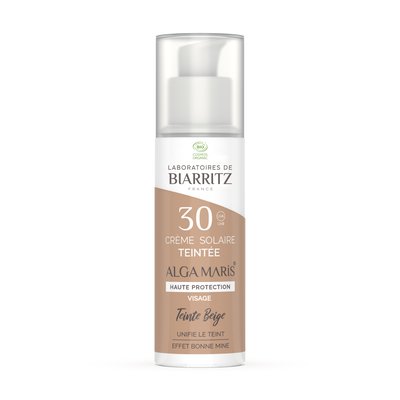 Crème solaire Visage teintée Beige SPF30 - LABORATOIRES DE BIARRITZ - Solaires