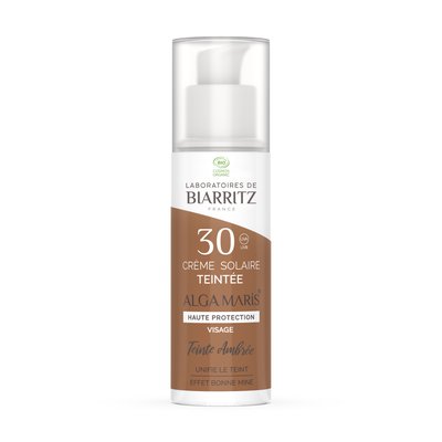 Crème solaire Visage teintée Ambrée SPF30 - LABORATOIRES DE BIARRITZ - Solaires