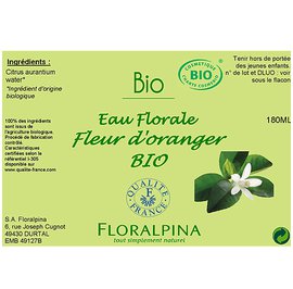 ngrédient : Eau florale de fleur d'oranger Bouteille de 180 ml Conseils d'utilisation :  En tant que lotion tonique : Humidifier un coton avec l'eau f - Floralpina - Face