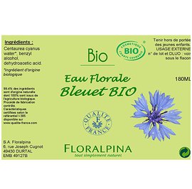 Ingrédients : Eau Florale de Bleuet Bio Bouteille de 180 ml L'eau florale de bleuet peut être appliquée directement sur les yeux sans risque de brulur - Floralpina - Face