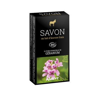 Savon au lait d'ânesse frais - Géranium - Direct Nature - Hygiène - Corps