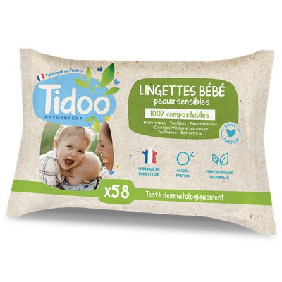 Lingettes compostables sans parfum - TIDOO - Bébé / Enfants