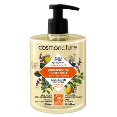 SHAMPOOING FORTIFIANT SAUGE - CITRON - QUINQUINA - COSMO NATUREL - Cheveux