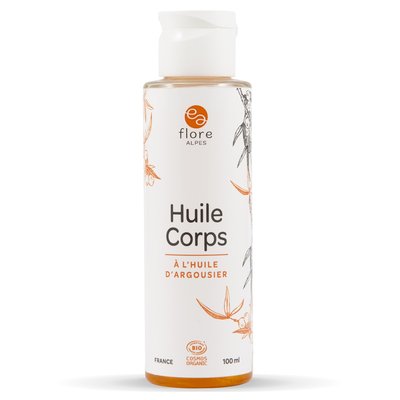 Huile sèche pour le corps à l'huile d'argousier et de jojoba - FLORE ALPES - Massage et détente - Corps