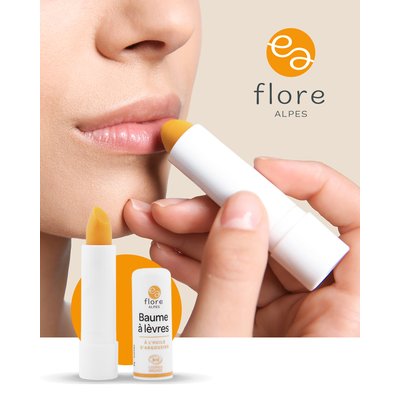 Baume à lèvres à l'huile d'argousier et à la cire d'abeille - FLORE ALPES - Visage